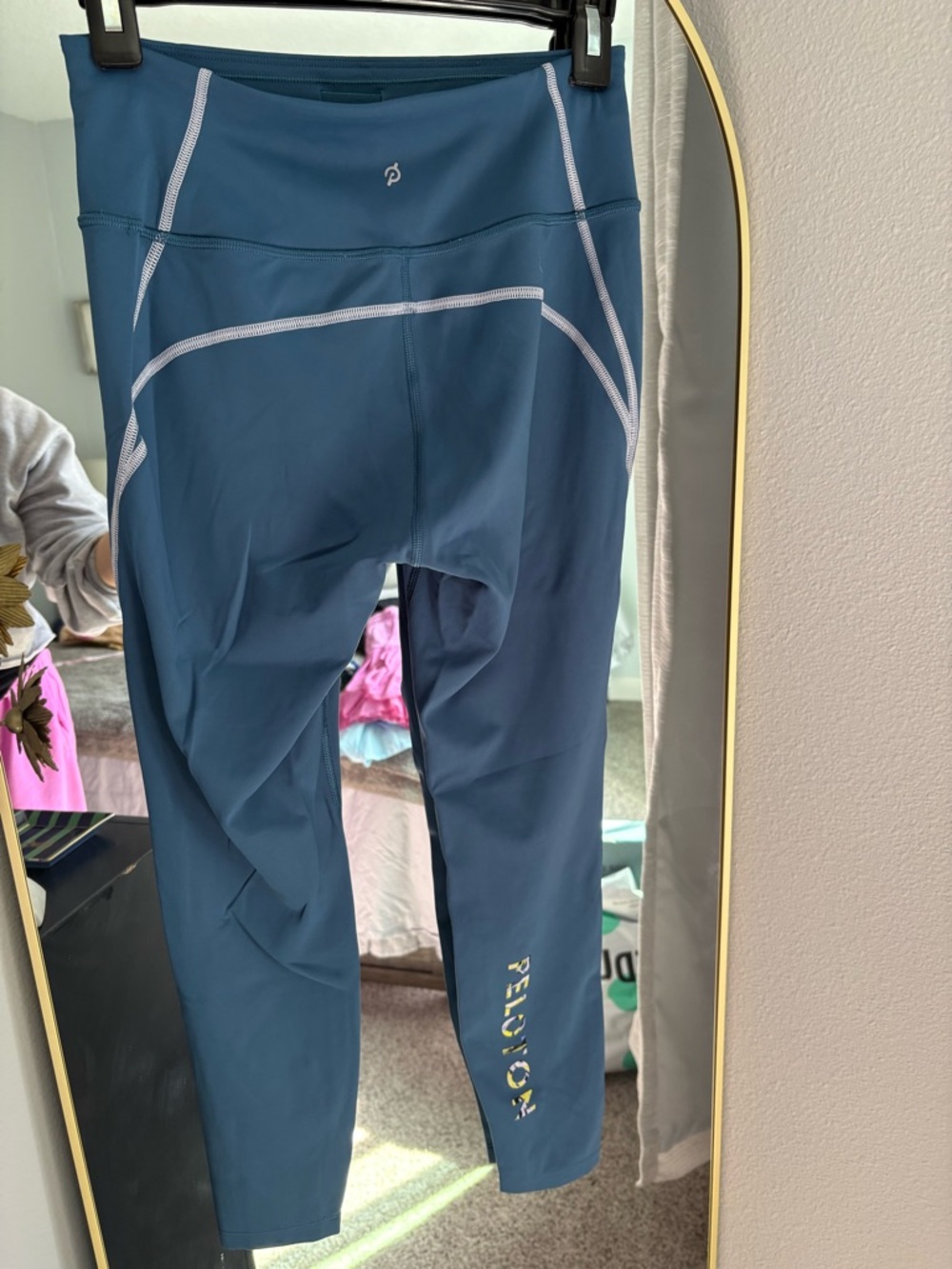 Peloton Teal Workout Leggings with White Logo